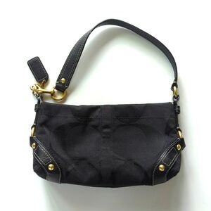 Coach signature handbag - black and gold